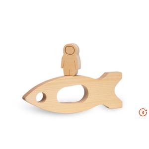 Wooden Astronaut Figure & Ship - Natural Latest Collections Sale Online