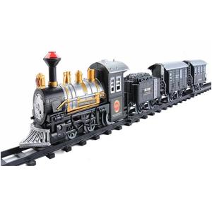 14-Piece Black Battery-Operated Lighted and Animated Classic Train Set New Arrival Cheap Pice