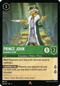 Lorcana - Prince John (Greediest of All) - 89/204 - Rare - Rise of the Floodborn Cheap Sale Manchester