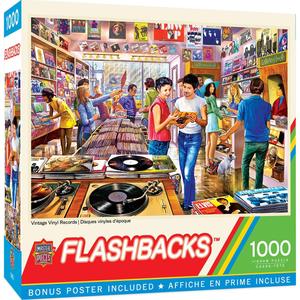 Flashbacks - Vintage Vinyl Records - 1000 Piece Puzzle Enjoy Online