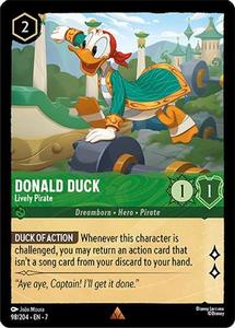 Lorcana - Donald Duck (Lively Pirate) - 98/204 - Rare - Archazia's Island Free Shipping Pick A Best