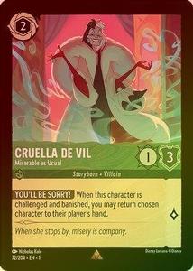 Lorcana - Cruella de Vil (Miserable as Usual) - 72/204 - Rare (Foil) - The First Chapter Free Shipping Fast Delivery