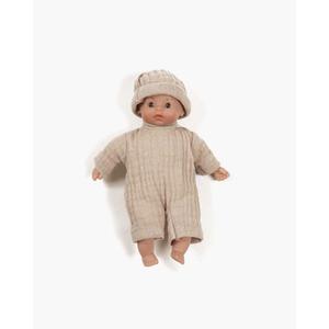 Minikane Mini Doll 17cm - Dark-eyed Teo in bodysuit and pebble bonnet Tumblr