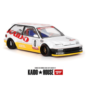 Kaido House x Mini GT - Honda Civic (EF) Kanjo V1 – White/Yellow *Sealed, Possibility of a Chase* Clearance 100% Original