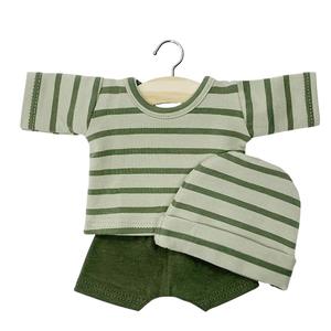 Minikane Clothing for 34cm Gordis Dolls- Luigi set of khaki green striped jersey sailor top and plain shorts with hat Manchester Great Sale Cheap Online