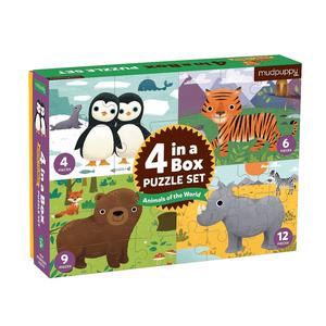 Mudpuppy - Animals Of The World 4-In-a-Box Progressive Puzzle Free Shipping Looking For