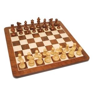 Grand English Style Chess Set - Weighted Pieces & Walnut Root Wood Board  19 in. Cheap Online Online
