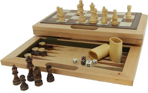 3-in-1 Camphor Wood Chess, Checkers and Backgammon Game Set with a Folding Board and Handle for Easy Travel Cheap Sale Footaction
