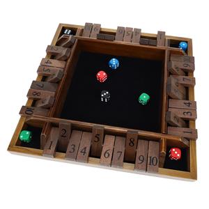 Pacific Shore Games 4 Player Shut the Box Dice Board Game with Walnut Stained Wood - 12 in. Outlet Discount Sale