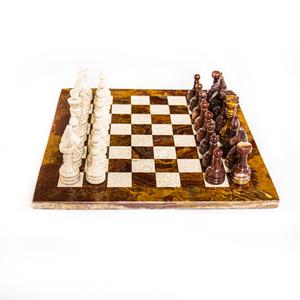 Marble Chess Set- Red and White Marble Chess Board with Pieces- 12" Explore