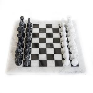 Marble Chess Set- White and Black Marble Chess Board with Chess Pieces- 12" Sale Browse