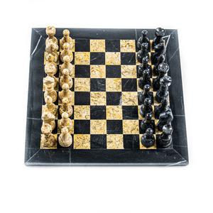 Marble Chess Set- Black and Botticino Marble Chess Board with Pieces- 12" Discount Best Seller