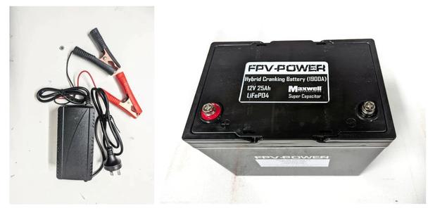 FPV Power Hybrid Cranking Battery 25Ah w/ 10A Charger - 10943 Outlet Amazon