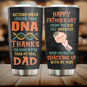Custom Personalized Step Father Tumbler - Best Gift Idea For Father's Day - Upto 6 Kids - Actions Speak Louder Than DNA Free Shipping Manchester Great Sale