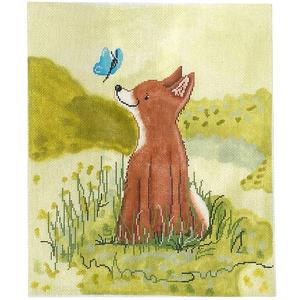 Baby Fox and Butterfly Visit For Sale