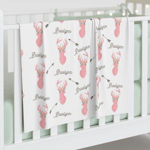 Deer Baby Blanket, Personalized Baby Blanket Gift, Toddler Blanket, Baby Shower Gift Really Cheap Shoes Online