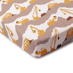 Fitted Crib Sheet - Construction Yellow & Chestnut Clearance Store Sale Online