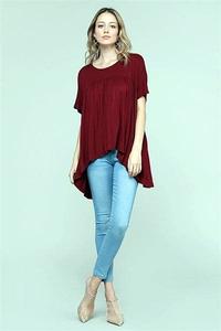 Handkerchief Hem Rayon Baby-Doll Burgundy - Pack of 6 Cheap Sale Websites
