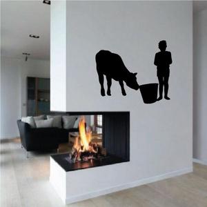 Cow Farm Boy and Bucket Decal Clearance Clearance Store