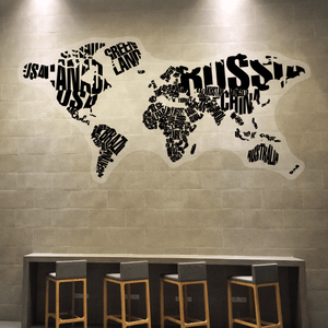 Typography World Map Wall Sticker 2025 Online