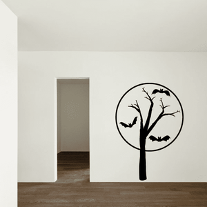 Tree with Bats and Large Moon Decal 2025 New Sale Online