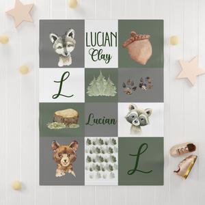 Personalized Baby Name Blanket, Name Baby Blanket, Baby Boy Gift, Wild Baby, Wolf Blanket Boy, Woodland Boy Discount Big Discount
