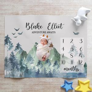 Mountains Monthly Milestone Blanket, Personalized Baby Blanket, New Baby Shower Gift Blanket Release Dates