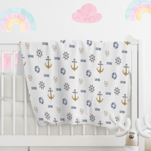 Personalized Baby Name Blanket, Nautical Blanket, Toddler Custom Blanket Discount Order