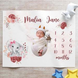 Monthly Milestone Baby Girl Blanket, Newborn Blankets For Girls, Elephant Baby Blanket Free Shipping Clearance Store