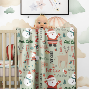 Personalized Baby Name Blanket, Santa Deer Blanket, Toddler Christmas Blanket Cheap Sale Cost