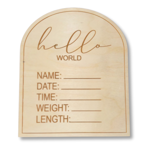 Baby Announcement Birth Stats Wood Arch | Engraved Wood Cutouts | 1/4" Thick | Discount Classic