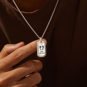 Dad Necklace With Baby Footprint Cheap Low Cost