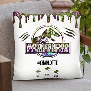 Custom Personalized Mama Dinosaur Pillow Cover/Cushion Cover - Best Gift For Mothers - Motherhood Is A Walk In The Park - 2QCGS1 Shop Offer Online