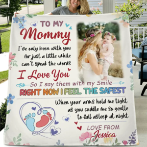 Custom Photo First Mother's Day Quilt/Single Layer Fleece Blanket - Gift Idea For Mom/Mother's Day - To My Mommy Sale Hot Sale