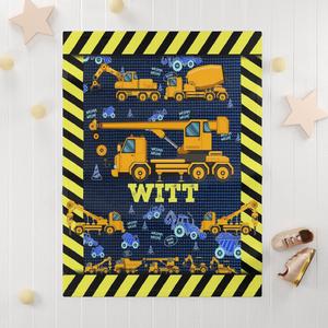Personalized Boys Name Excavators Equipment Trucks Fleece Blanket For Sale Online