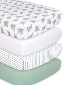 Elephant 4-Pack Fitted Crib Sheet Set Popular Sale Online
