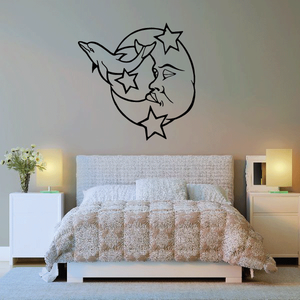 Moon and Dolphins Decal Cheap Fashion Style