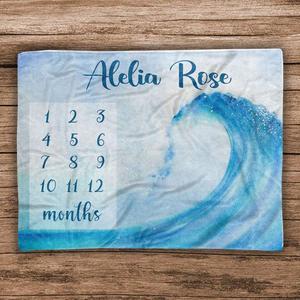 Baby Milestone Ocean Waves Blanket, Baby Shower Gift, New Mom Gift, Monthly Baby Blanket Footlocker Finishline Cheap Pice