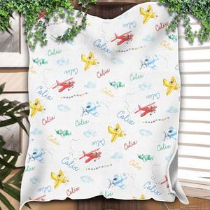 Airplane Baby Blanket, Personalized Baby Blanket Gift, Toddler Blanket, Baby Shower Gift Find Great For Sale