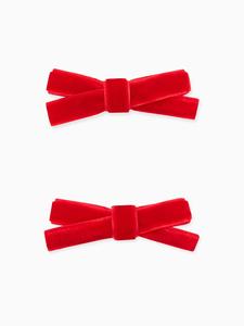 Red Small Bow Velvet Girl Clips Set 2 Free Shipping Good Selling
