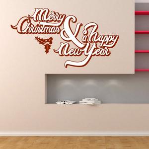 Merry Christmas and Happy New Year with Holly Berries Printed Decal Free Shipping Release Dates