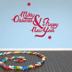 Merry Christmas and A Happy New Year Quote with Stars Decal Cheap Sale Popular
