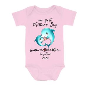 Custom Personalized Baby Onesie/T-Shirt - Mother's Day Gift Idea For Baby/Mom - Our First Mother's Day Together 2023 Official Online