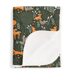 French Terry Blanket - Deer & Foxes Dark Green 2025 Online
