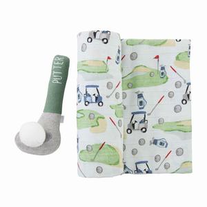 Mud Pie Golf Swaddle & Rattle Set Buy Cheap Buy