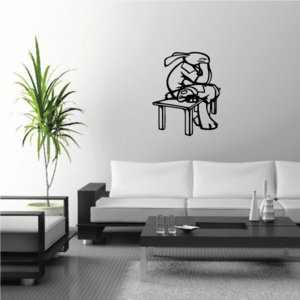 Bunny Sitting on Bench Football Cartoon Decal Cheap Very Cheap
