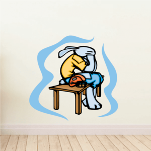 Bunny Sitting on Bench Football Cartoon Printed Decal Latest Sale Online