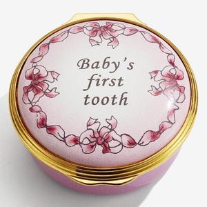 Halcyon Days Baby's First Tooth Enamel Box Visit For Sale