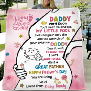 Custom Personalized First Mother's Day Quilt/Single Layer Fleece Blanket - Gift Idea For Mother's Day 2023 - Daddy Very Soon You'll Meet Me And Kiss My Little Face Clearance Shop