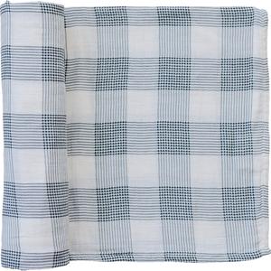 Coastal Plaid Muslin Swaddle Blanket With Mastercard For Sale